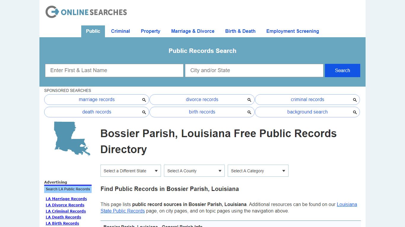 Bossier Parish, Louisiana Public Records Directory