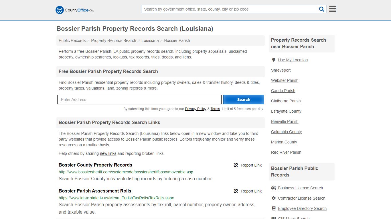 Bossier Parish Property Records Search (Louisiana) - County Office